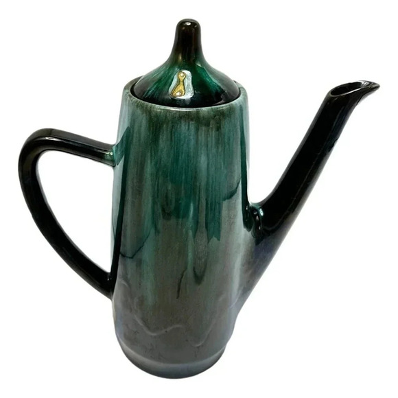 MCM  Blue Mountain Tea Pot 9 in Tall Coffee Blue Green Black Glaze ON Canada BMP - Picture 1 of 7